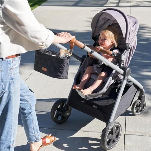 Stroller Organizer Bag Caddy With Cup Holders Universal Fit Baby Stroller Access - Picture 5 of 8